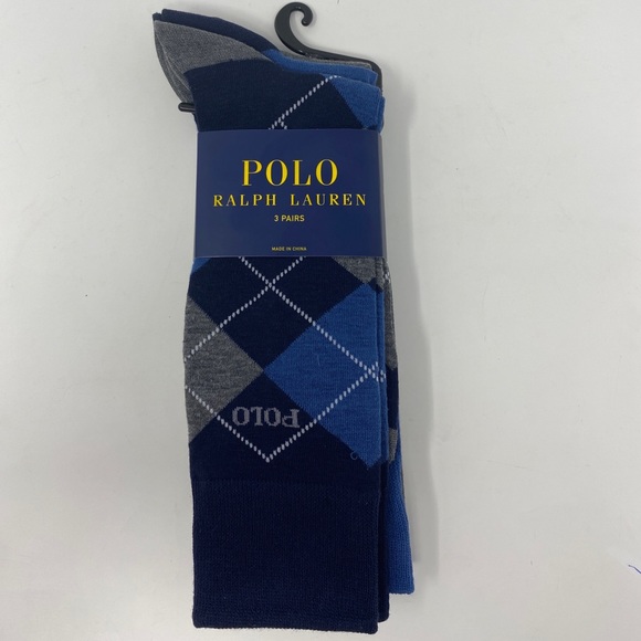 Polo Ralph Lauren Other - 3 Pair Mens Ralph Lauren Dress/Casual Socks. Argyle Blue/Gray Solid Blue/Gray